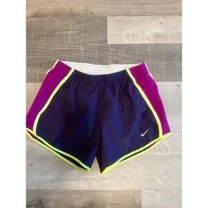 Nike Training Shorts Womens S Blue Purple Drawstring Elastic Waist Swoosh Logo